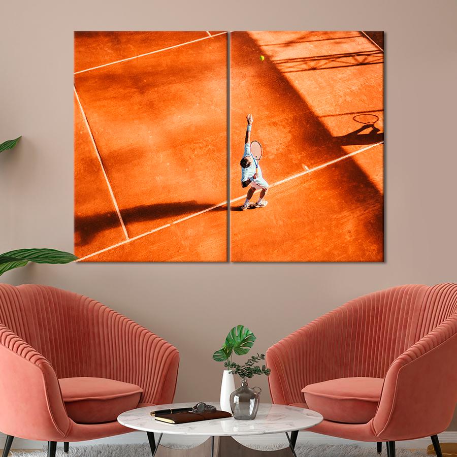 Картина спорт Теннисист на оранжевом корте 111x81 см (A1257-2)