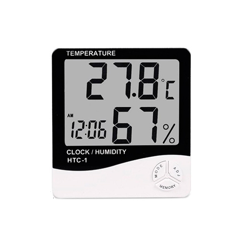 Термометр-гигрометр с часами цифровой электронный комнатный