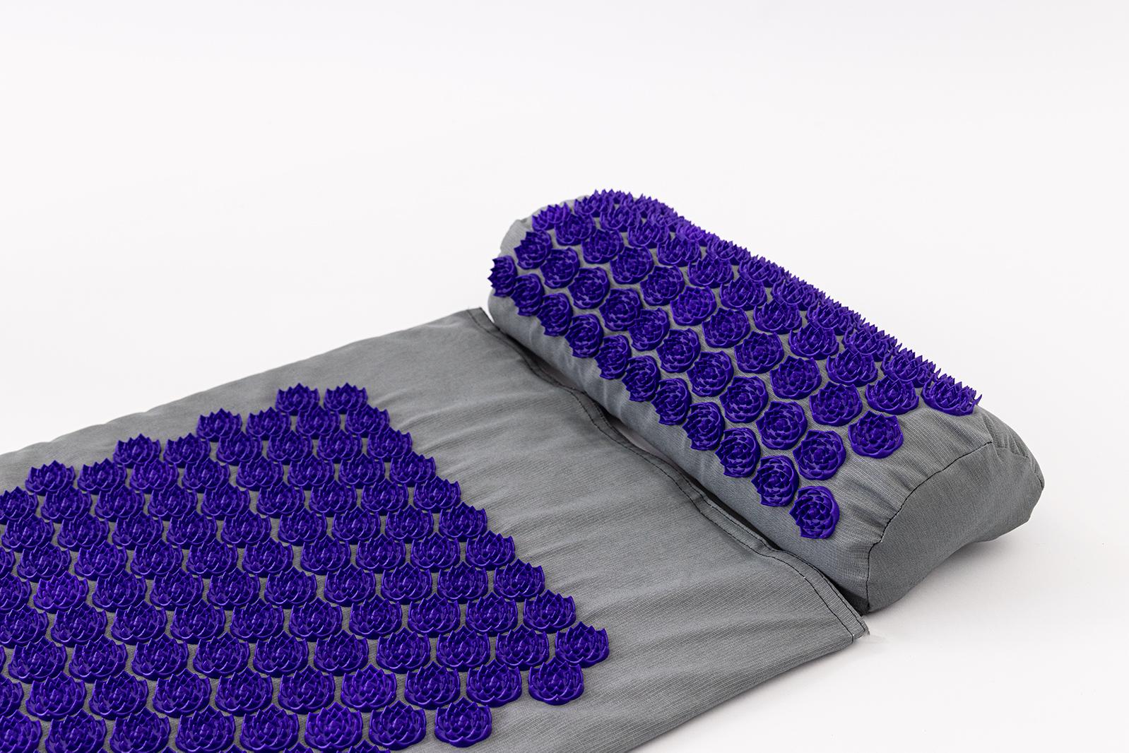 Масажний килимок OSPORT Аплікатор Кузнєцова + валик для шиї apl-021 Lotus Mat Eco Сіро-фіолетовий - фото 2 Масажний килимок OSPORT Аплікатор Кузнєцова + валик для шиї apl-021 Lotus Mat Eco Сіро-фіолетовий - фото 2