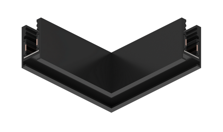 Соединитель угловой горизонтальний для магнитного шинопровода накладного и подвесного MERALLI Черный (TRUN0G001)