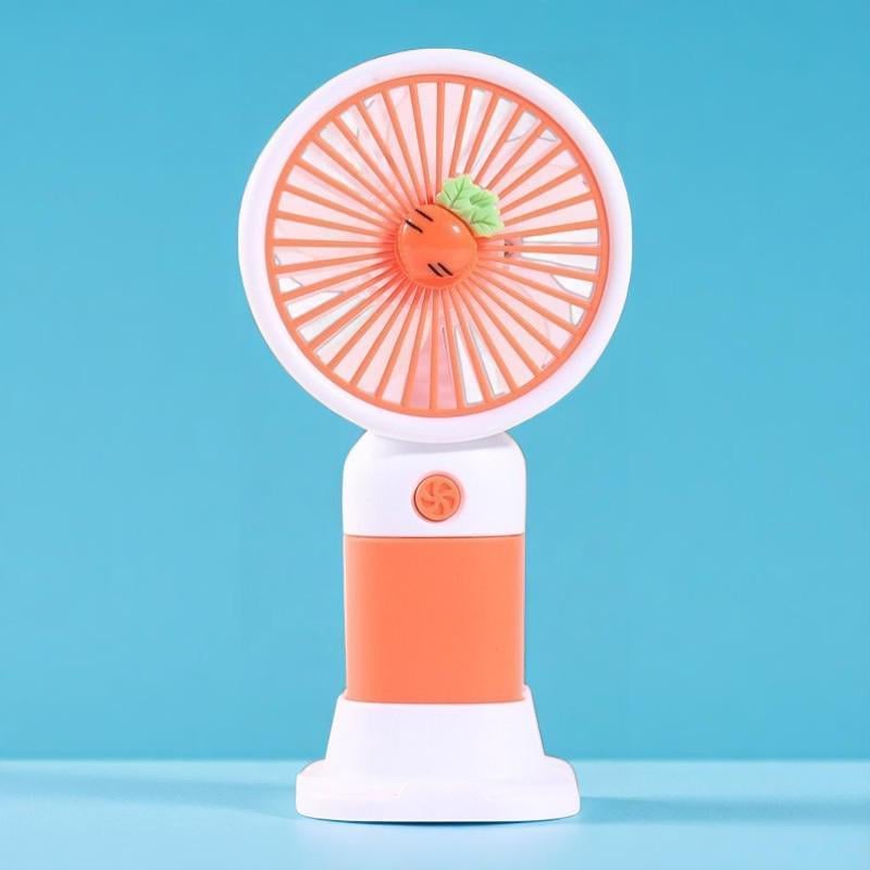 Вентилятор портативный Морковка с фруктовым декором на аккумуляторе и USB (51-пом-39552)
