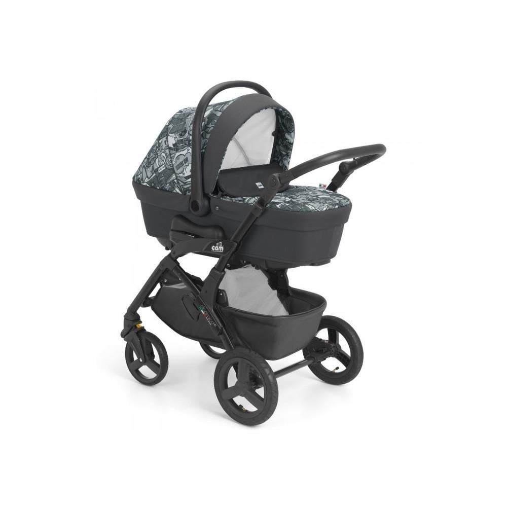 Коляска 3в1 CAM DINAMICO UP SMART з чорною рамою Біло-сірий графіті (897T/V90/990/819K)