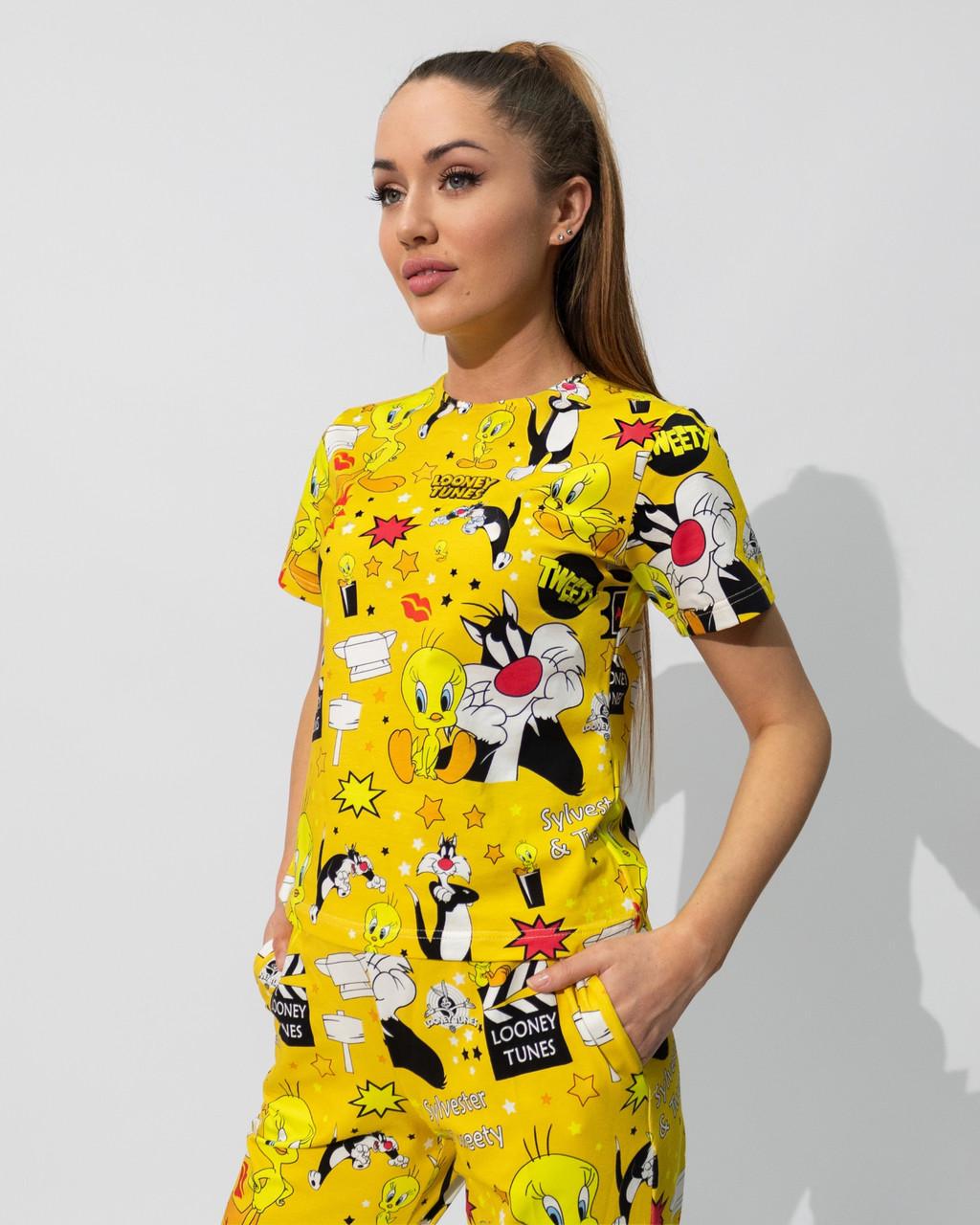 Пижама женская из кулира футболка и брюки с принтом Looney Tunes (2179703448)