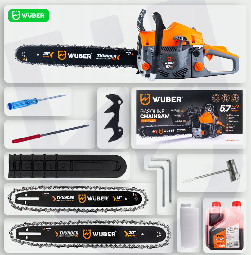 Бензопила цепная с маслом Wuber 5,7 л.с. (2244019807) - фото 7 Бензопила цепная с маслом Wuber 5,7 л.с. (2244019807) - фото 7