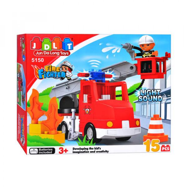Конструктор для детей JDLT 5150 Пожарные машины со звуком/светом Разноцветный (147-132-BOC008637)