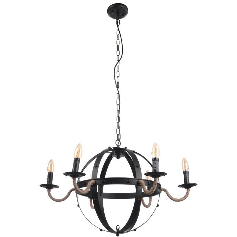 Люстра лофт подвесная свеча с канатом Brille BL-340S/8 E14 BK