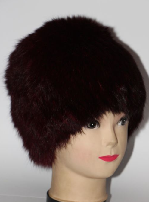 Шапка-кубанка женская из натурального меха кролика Бордовый (28280)