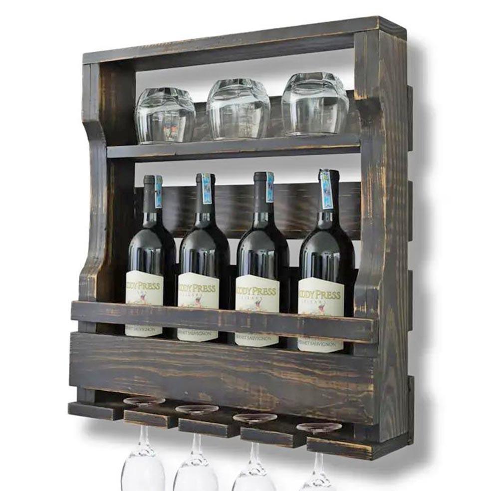 Полка для вина настенная из дерева Наеро Мокко (ПНК-011210)