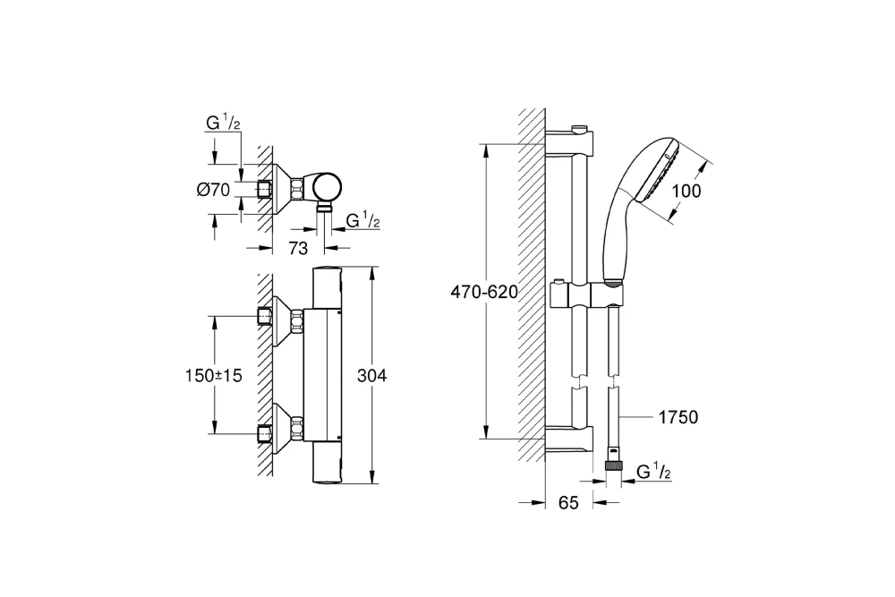 Смеситель для душа Grohe QuickFix Start UA303908T1 Black (374051) - фото 9