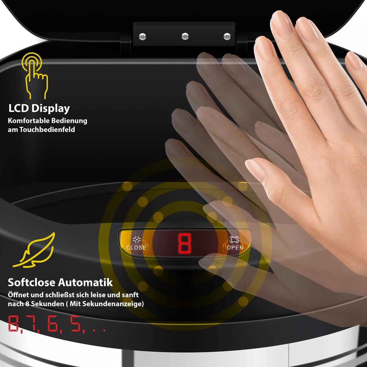 Мусорное ведро с автоматическим датчиком KESSER из нержавеющей стали 56 л Silver - фото 5 Мусорное ведро с автоматическим датчиком KESSER из нержавеющей стали 56 л Silver - фото 5