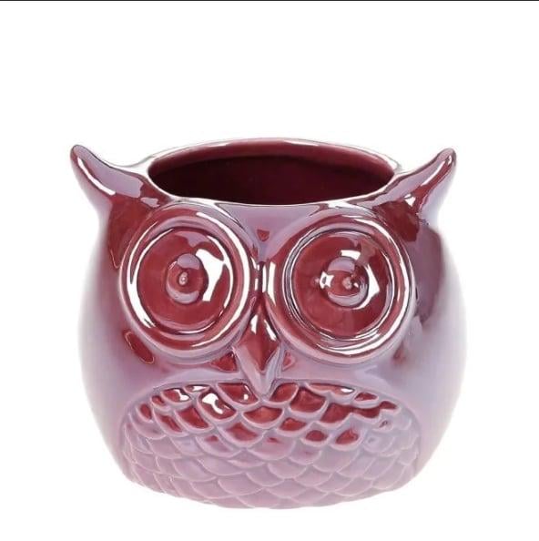 Ваза керамическая Flora Сова 10 см Бордовый (32075)