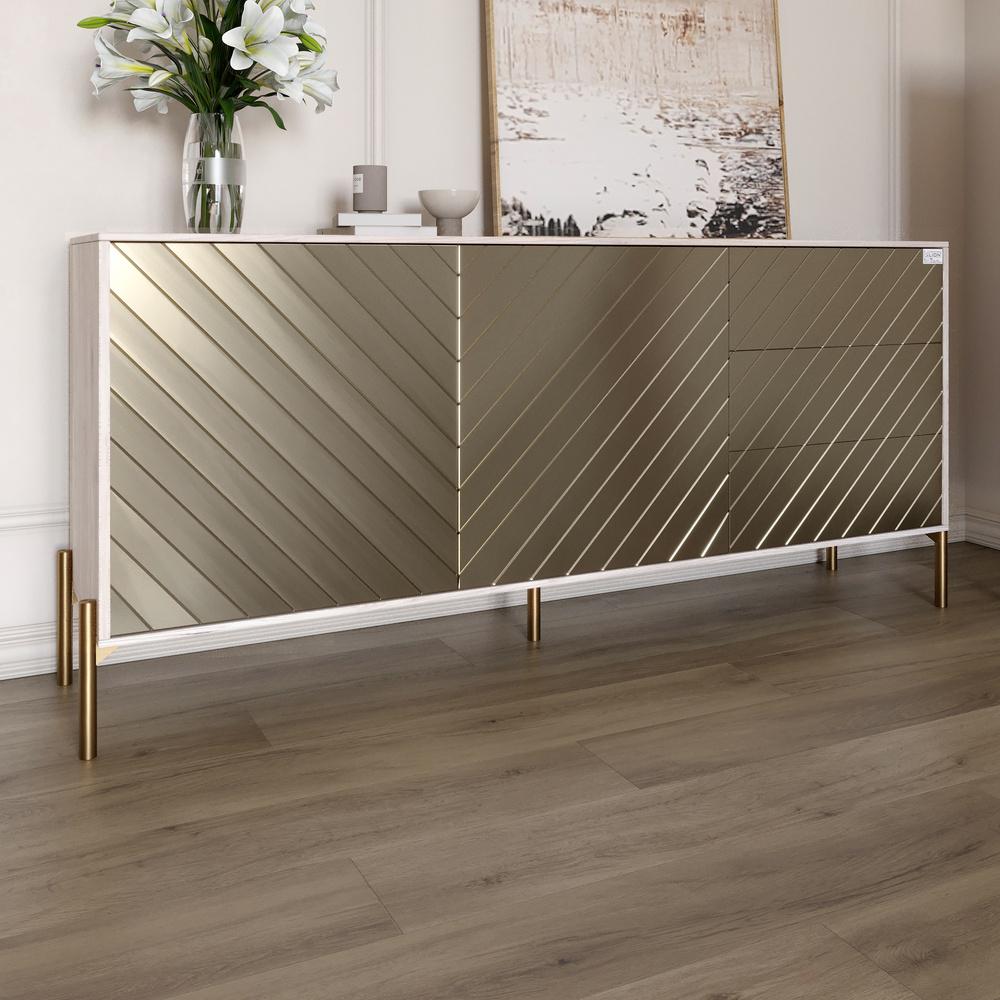 Комод Lion Амарант с золотыми металлическими ножками 168x40x76,5 см Самоа Дымчатый/Перламутровый металлик (000-000-1929)