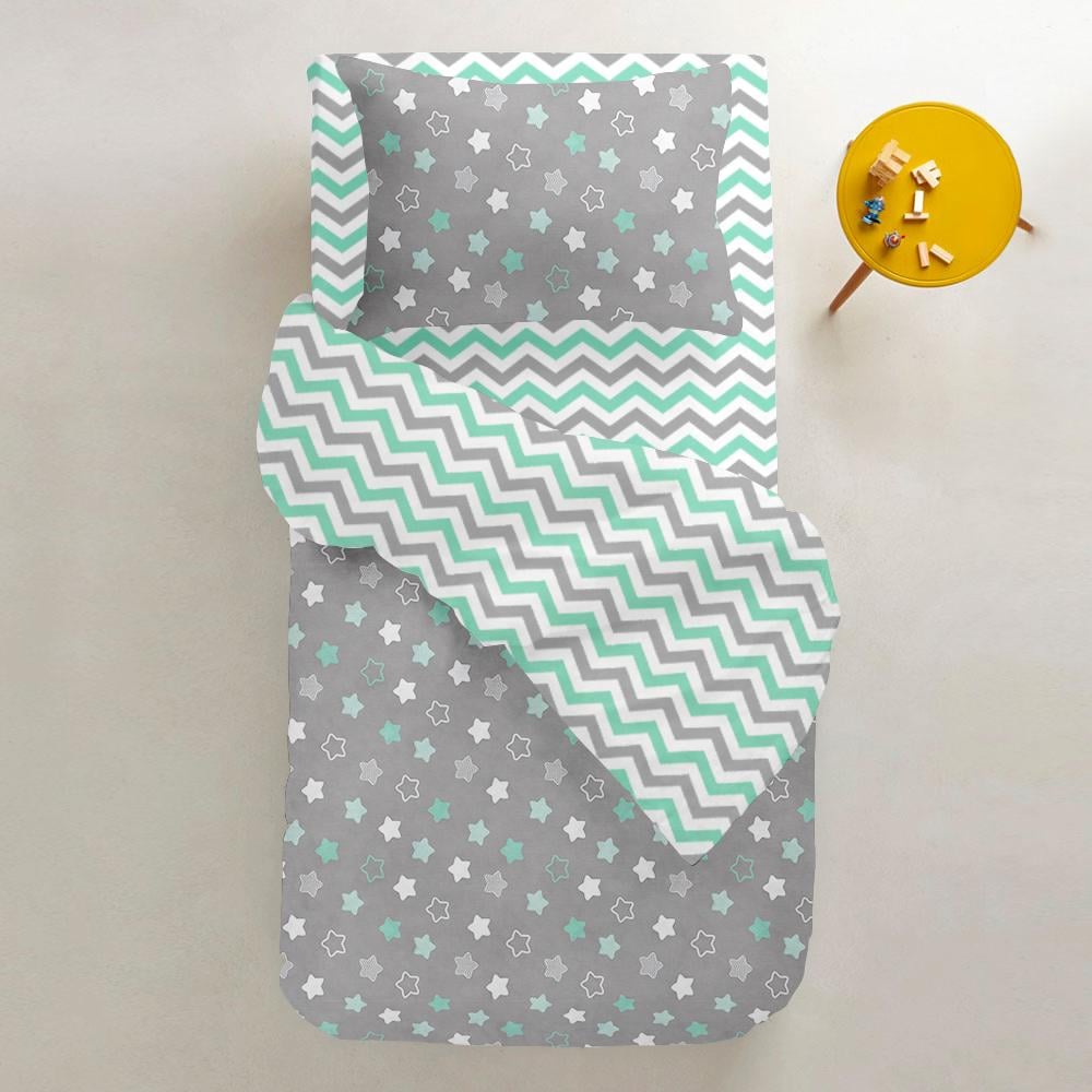 Пододеяльник детский STAR ZIG ZIG 110х140 см GREY MINT - фото 2