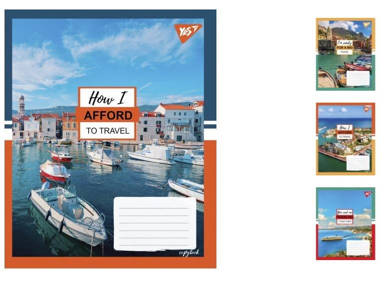 Зошити учнівські у клітинку YES Travel 36 арк. 15 шт. в уп. (MTT-150130)
