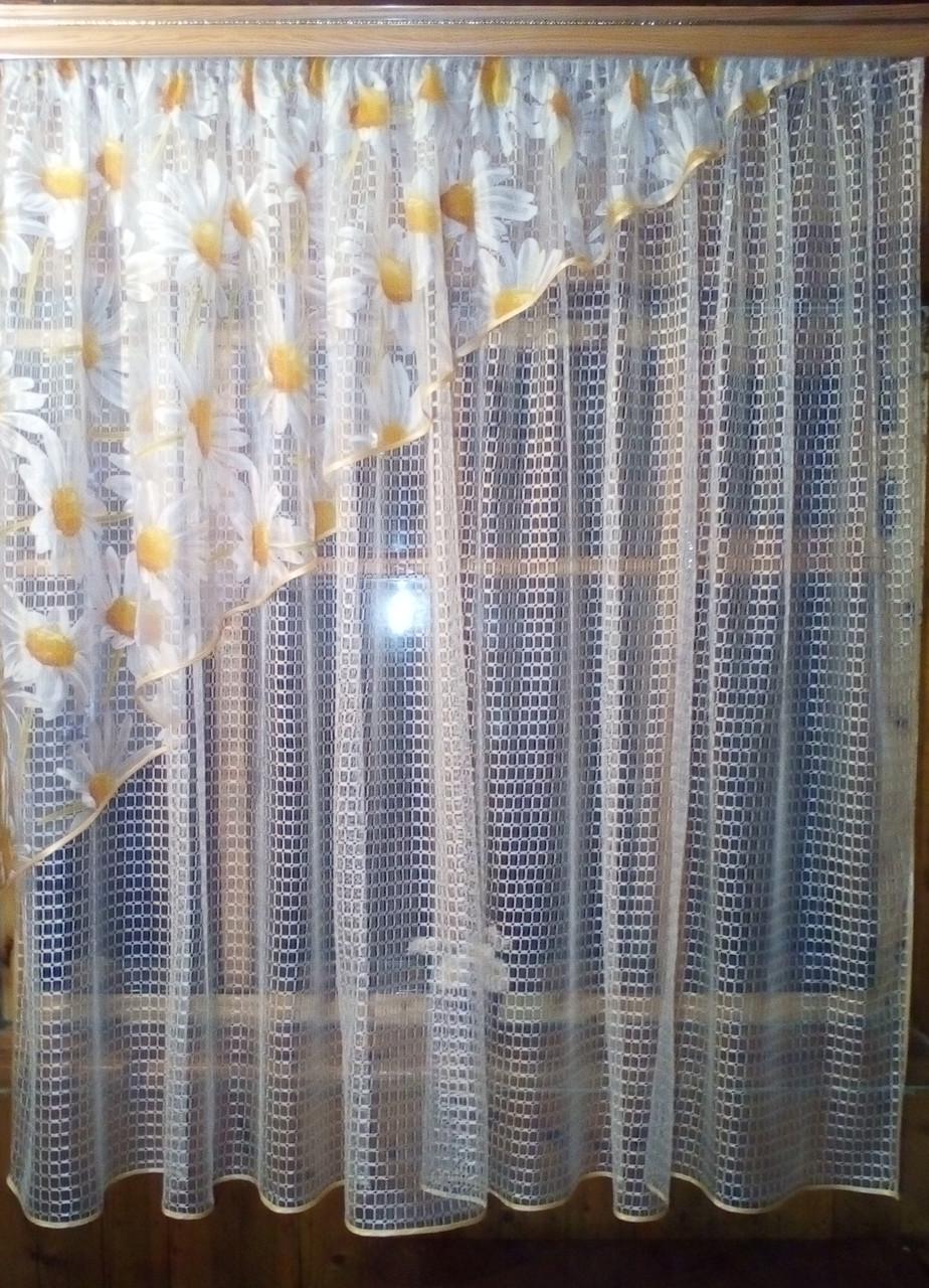 Шторы Фаина левая Молочный/Ромашка (1151014205)