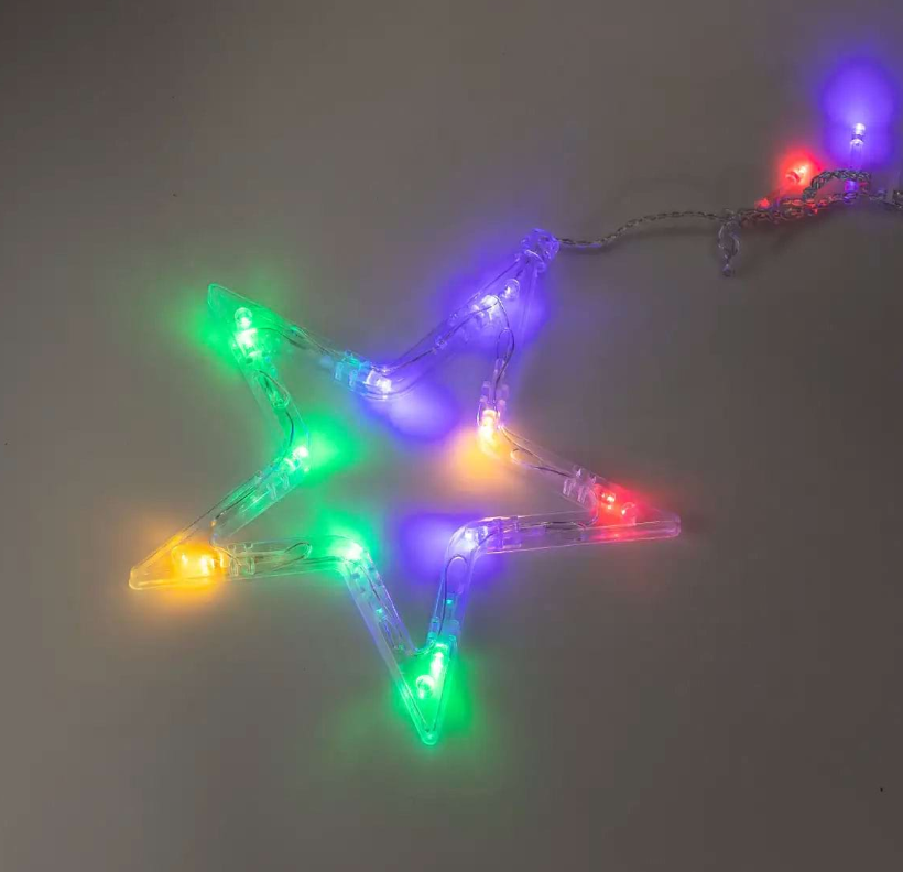 Гирлянда-штора Луна и звезды размер 3х0,9 м 12 фигур Разноцветный - фото 2 Гирлянда-штора Луна и звезды размер 3х0,9 м 12 фигур Разноцветный - фото 2