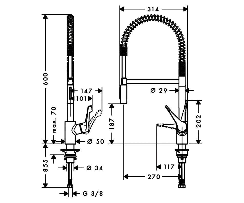 Змішувач для кухні Hansgrohe Cento XXL 2jet Semi Pro (14806000) - фото 3