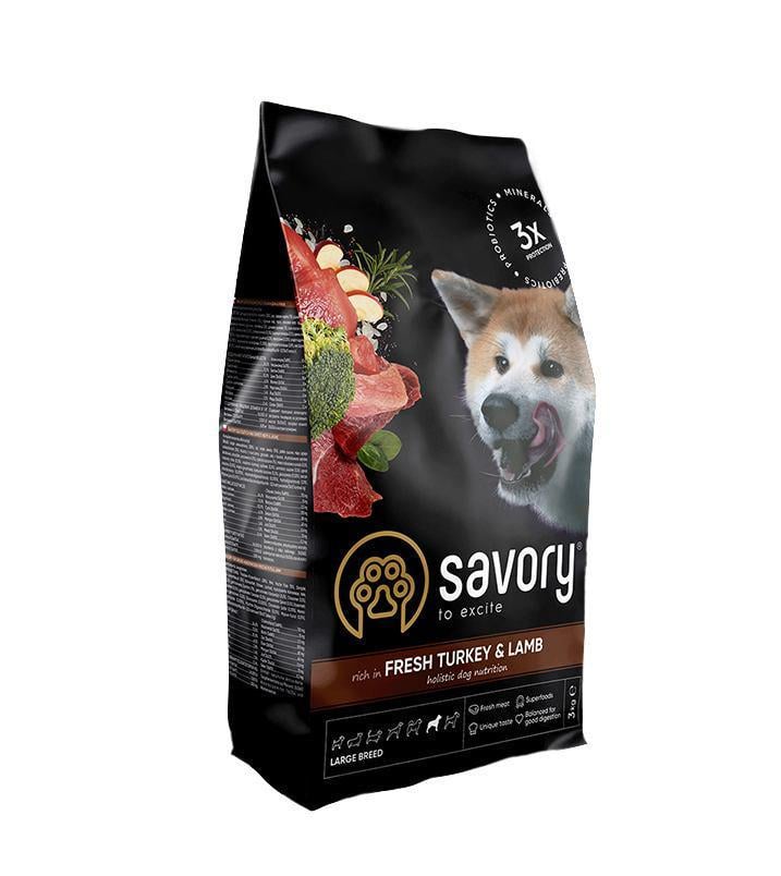 Корм для собак Savory Medium Breed rich in Fresh Turkey & Lamb 3 кг