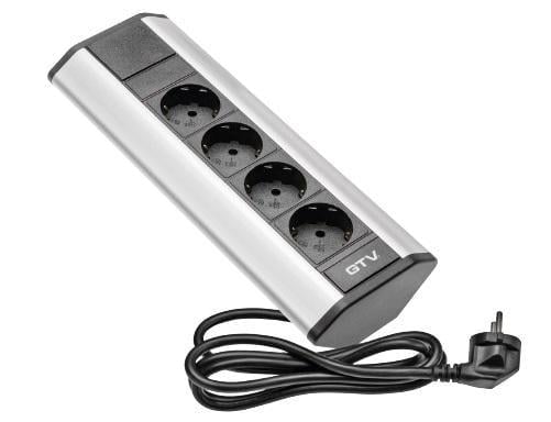 Подовжувач чотиримісний GTV Schuko для офісу AE-PBKT4S-80 кутовий Срібний (27848925)