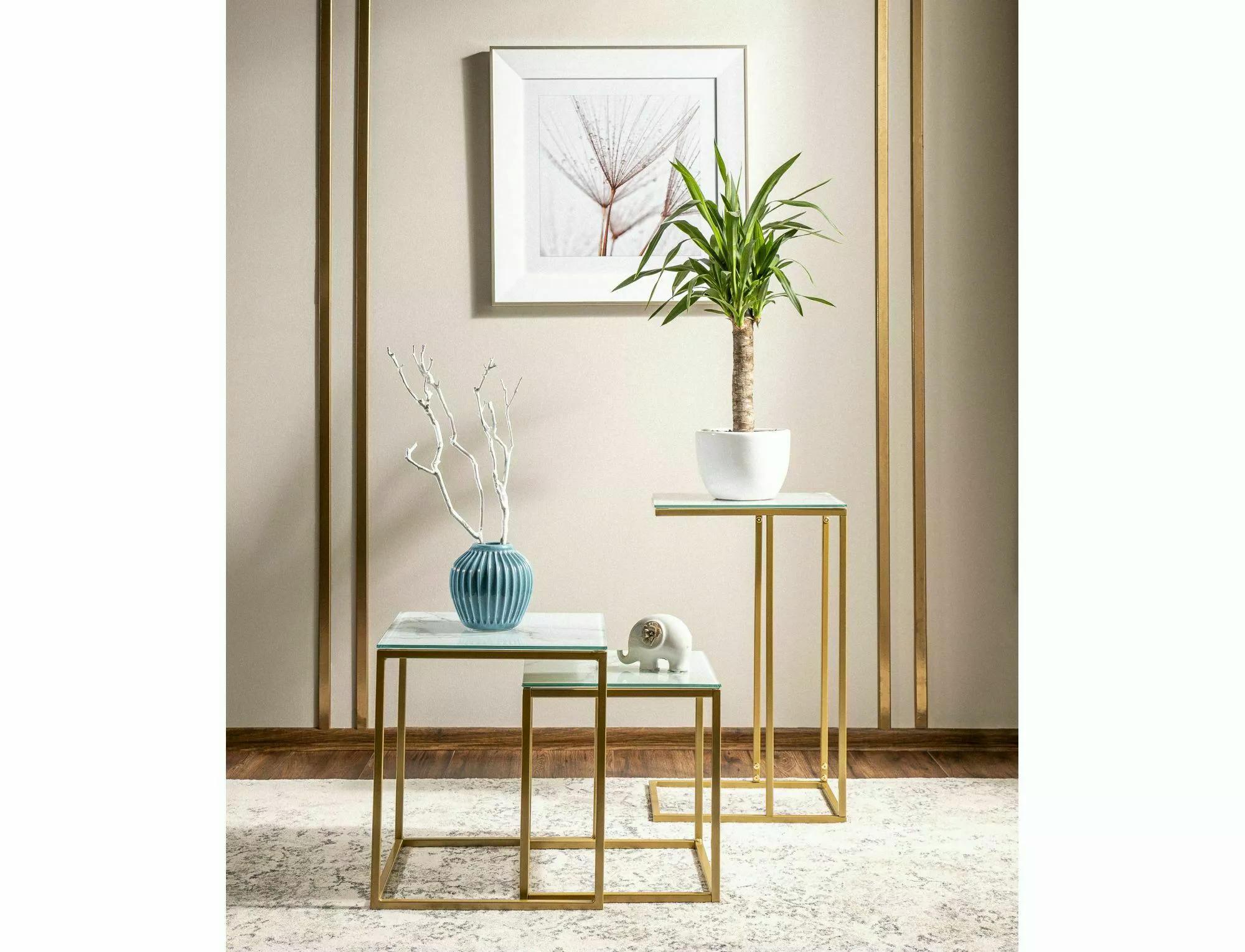 Журнальный столик Signal SYMPHONY G 40x30 см Белый мрамор/Золотой (SYMPHONYGBZL) - фото 3 Журнальный столик Signal SYMPHONY G 40x30 см Белый мрамор/Золотой (SYMPHONYGBZL) - фото 3