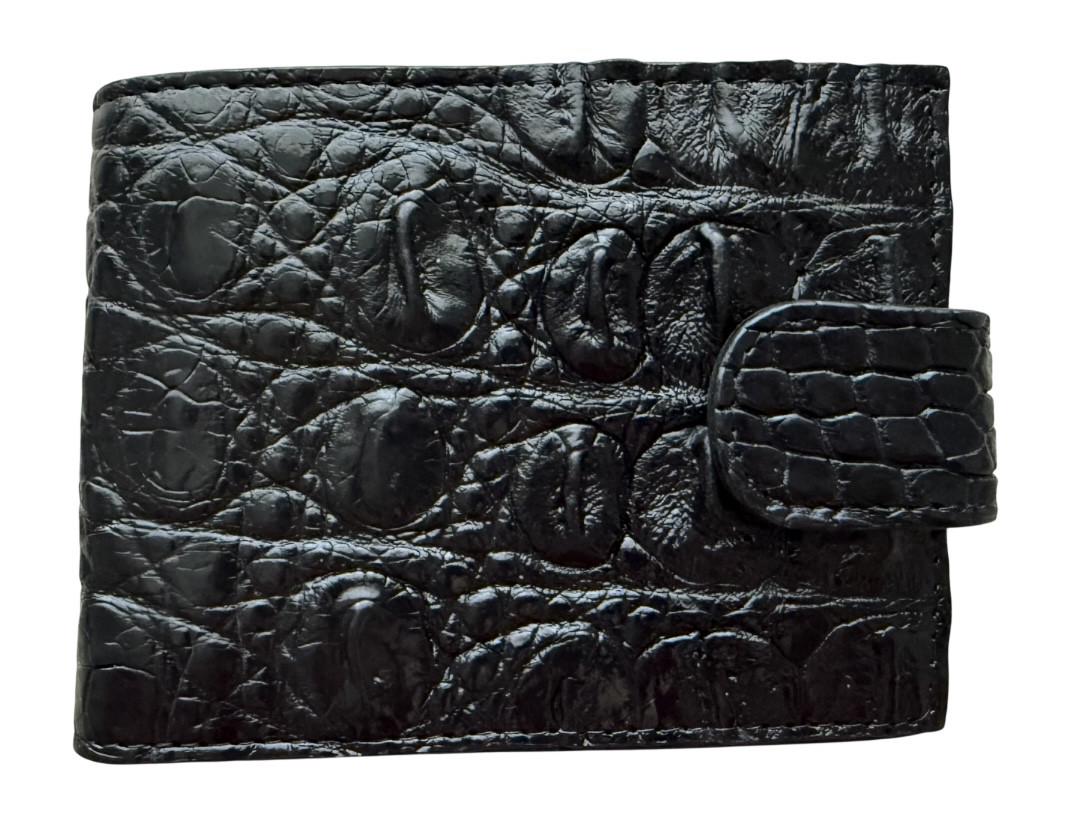 Кошелек мужской портмоне из натуральной кожи крокодила с хлястиком Ekzotic leather Черный (cw33_1)