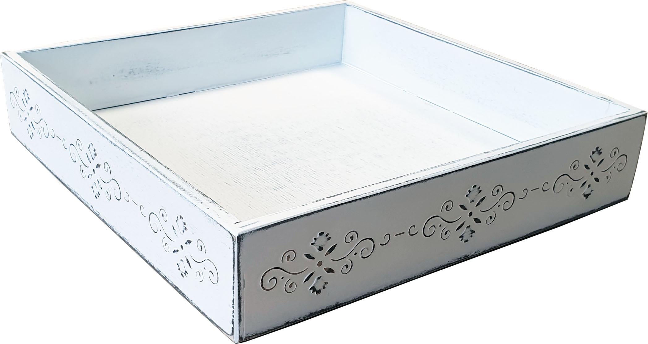 Піднос декоративний Древоделя 25х25х5см Біла патина (040701)