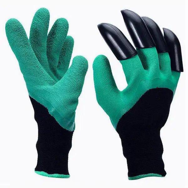 Перчатки-грабли садовые с когтями Garden Genie Gloves Зеленый