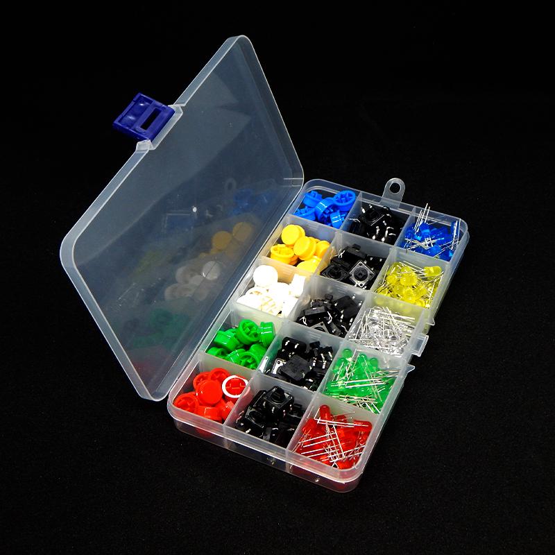 Комплект світлодіодів 5 мм ковпачок + кнопка ArduinoKit для моделювання схем