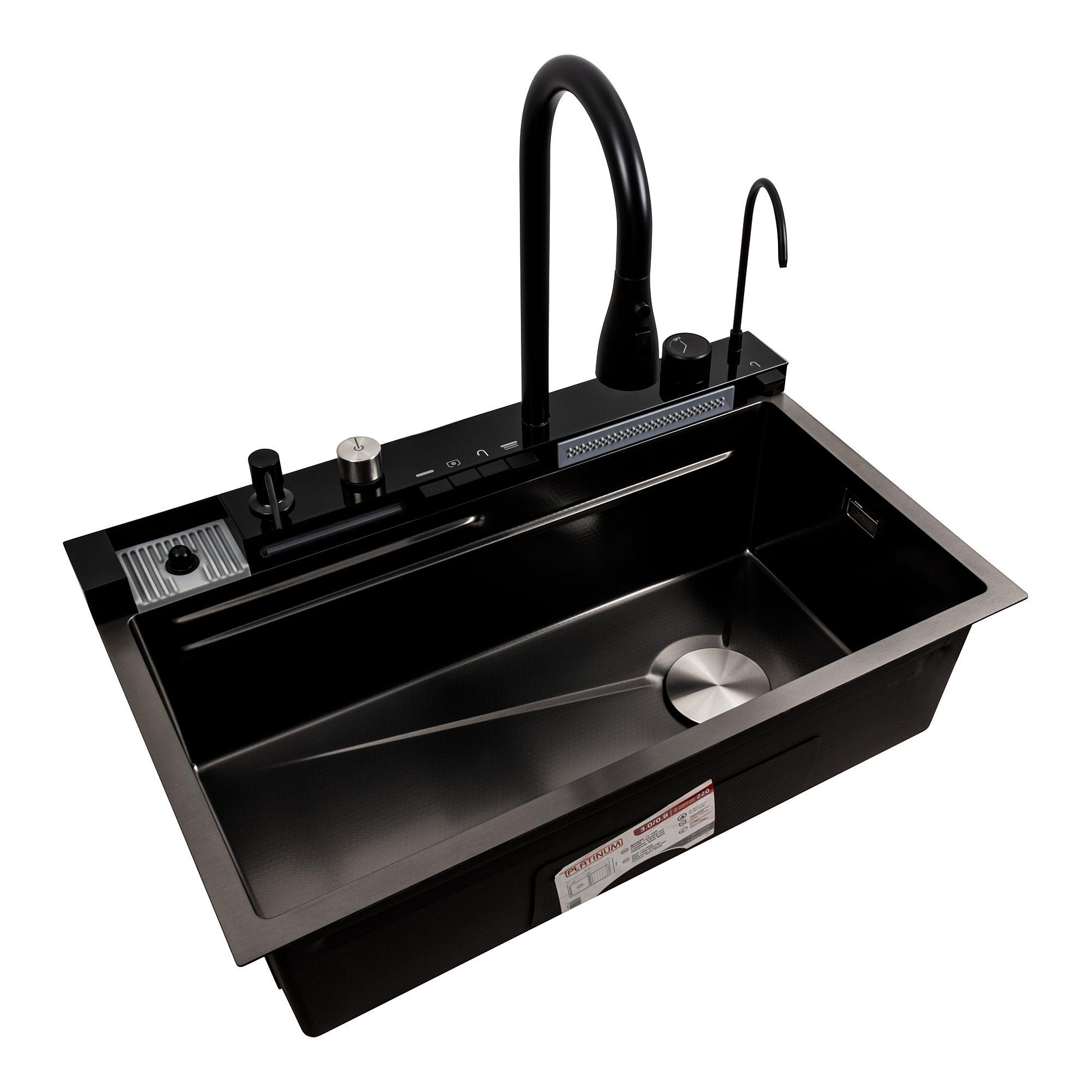 Мийка кухонна Platinum Handmade Водоспад 75x45М PVD Чорний (000041326) - фото 2 Мийка кухонна Platinum Handmade Водоспад 75x45М PVD Чорний (000041326) - фото 2