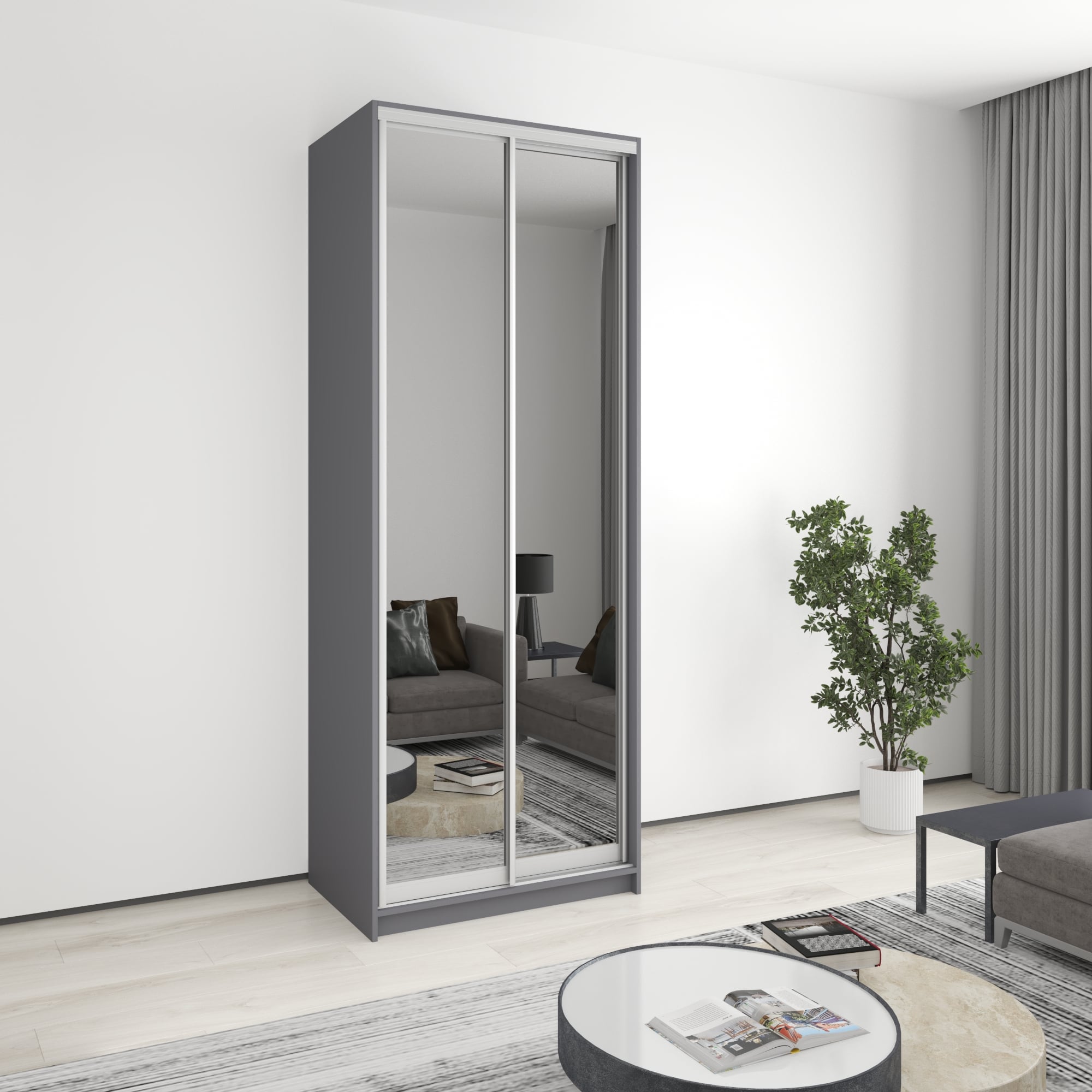 Шкаф-купе двухдверный Mebel Star Стандарт AL MBS-3797 90х45х240 см Антрацит (1004982) Шкаф-купе двухдверный Mebel Star Стандарт AL MBS-3797 90х45х240 см Антрацит (1004982)