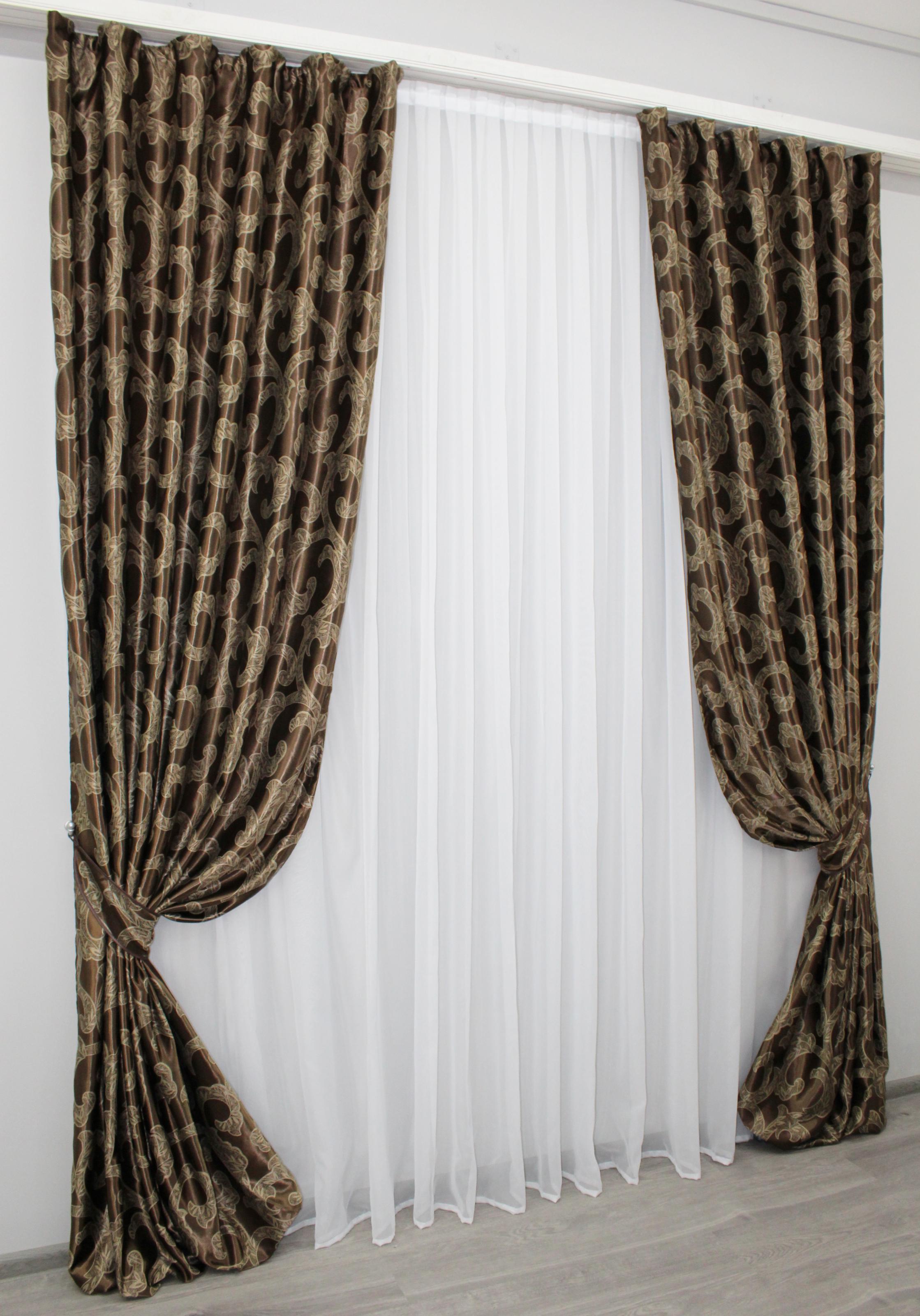 Комплект штор VR-Textil Дамаск № 941ш А блэкаут-софт 150х280 см 2 шт. Коричневый (30-745)