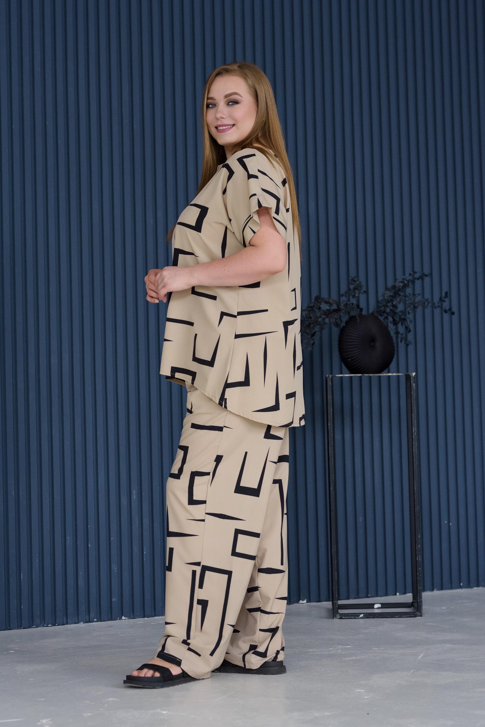 Костюм женский штапельный Альмина р. 74 Бежевый (26813264) - фото 6 Костюм женский штапельный Альмина р. 74 Бежевый (26813264) - фото 6