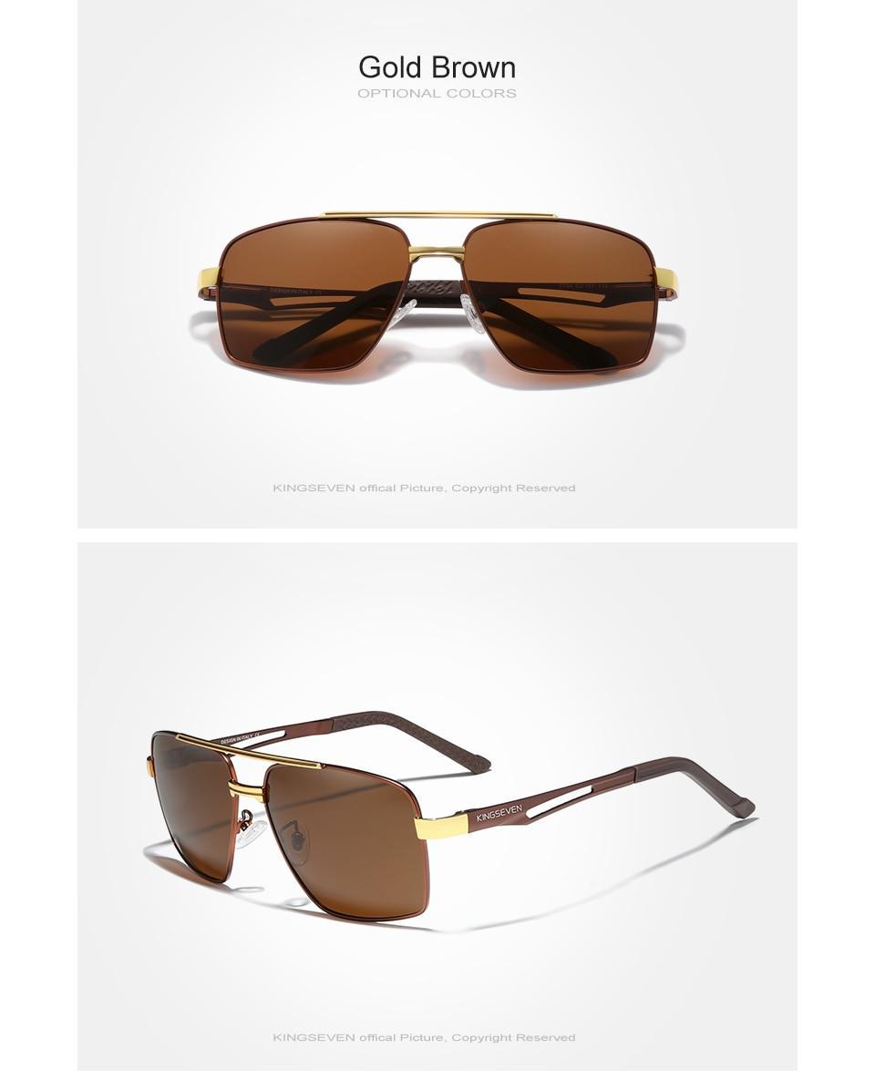 Сонцезахисні окуляри чоловічі KINGSEVEN DESIGN N7755 в класичній квадратній оправі з лінзами поляризованими Золотий/Коричневий - фото 2 Сонцезахисні окуляри чоловічі KINGSEVEN DESIGN N7755 в класичній квадратній оправі з лінзами поляризованими Золотий/Коричневий - фото 2