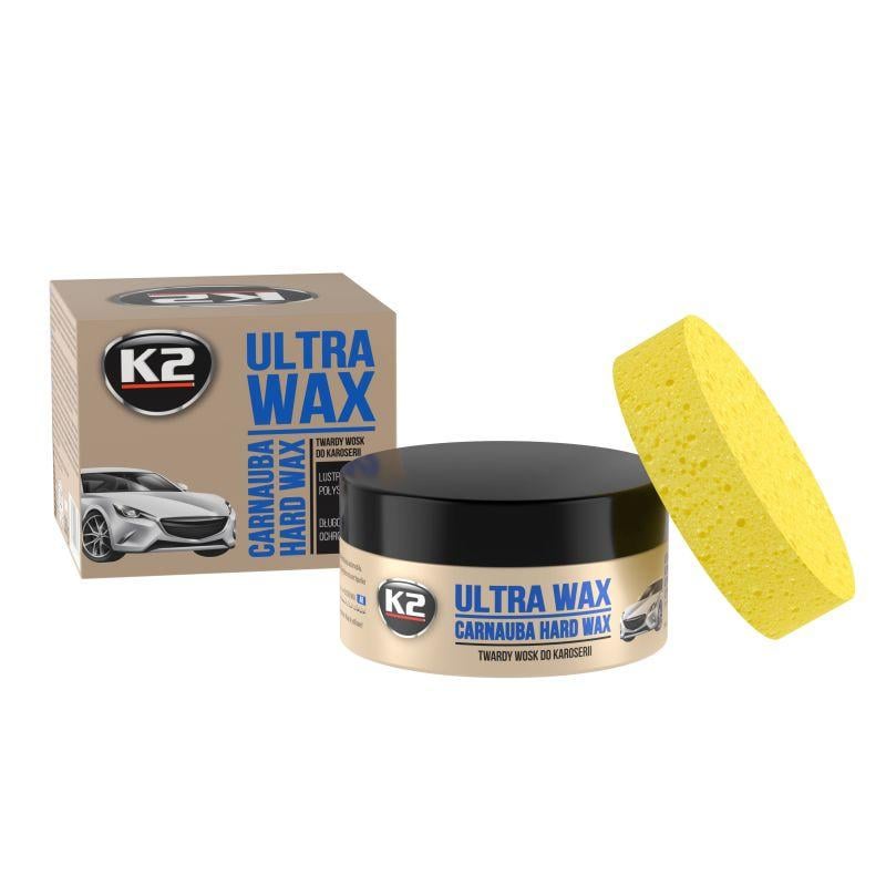 Поліроль восковий для кузова K2 Ultra Wax з губкою 250 г