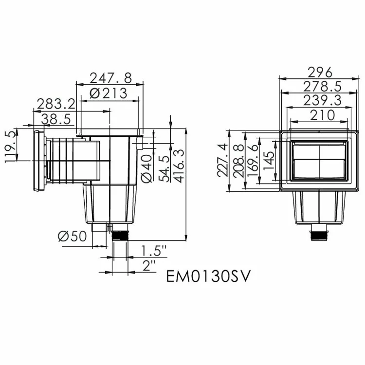 Скиммер под лайнер Emaux EM0130-SV Standart квадратная крышка с латунными вставками (15292851) - фото 2