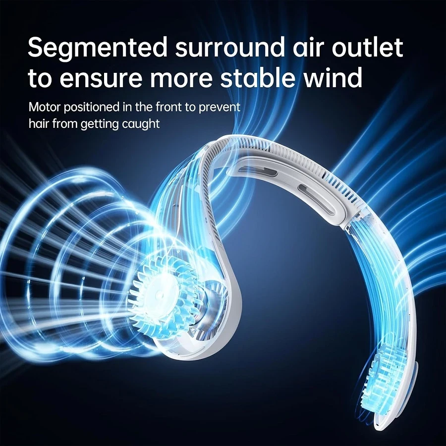 Вентилятор на шею JisuLife Neck Fan Life4 портативный Type-C 5000 mAh Серый (135113) - фото 4 Вентилятор на шею JisuLife Neck Fan Life4 портативный Type-C 5000 mAh Серый (135113) - фото 4