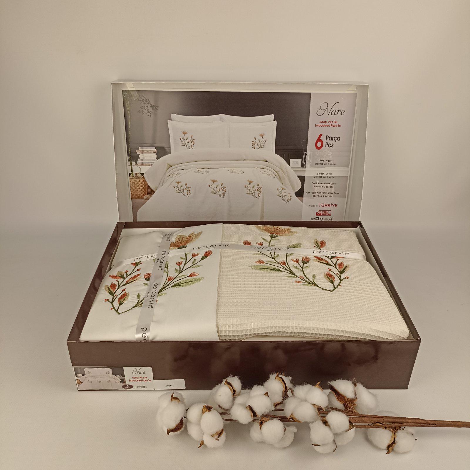 Набір покривал із наволочками Pique Batunur Nare 240х260 см Krem (CN37857) - фото 1 Набір покривал із наволочками Pique Batunur Nare 240х260 см Krem (CN37857) - фото 1