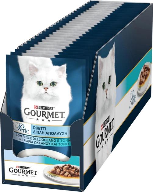 Корм вологий для котів Gourmet Perle Duo з океанічною рибою та тунцем мініфіле в підливі 26х85 г - фото 1