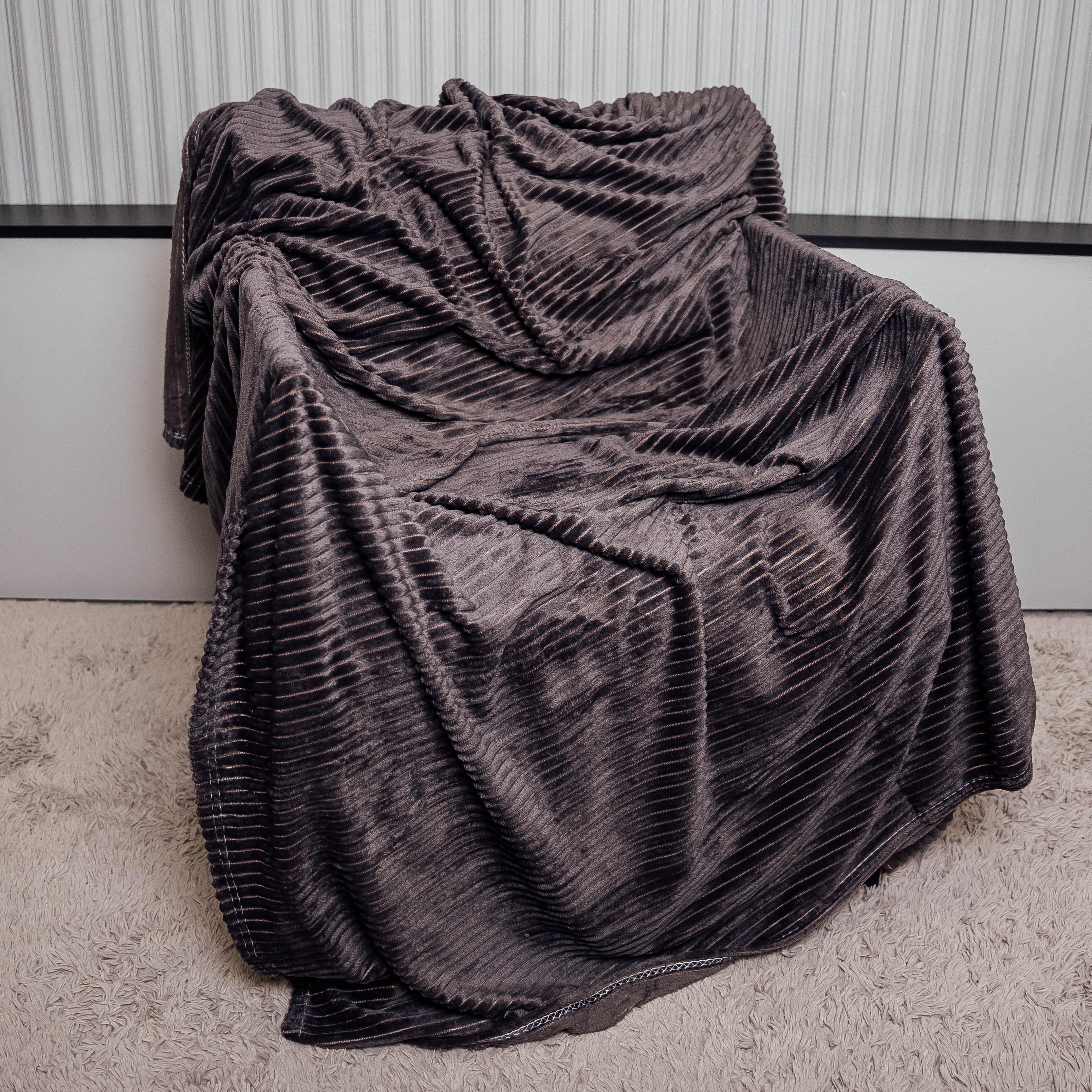 Пледполоски Полосатые объятия евро 200х230 см Темно-серый (88118) - фото 1