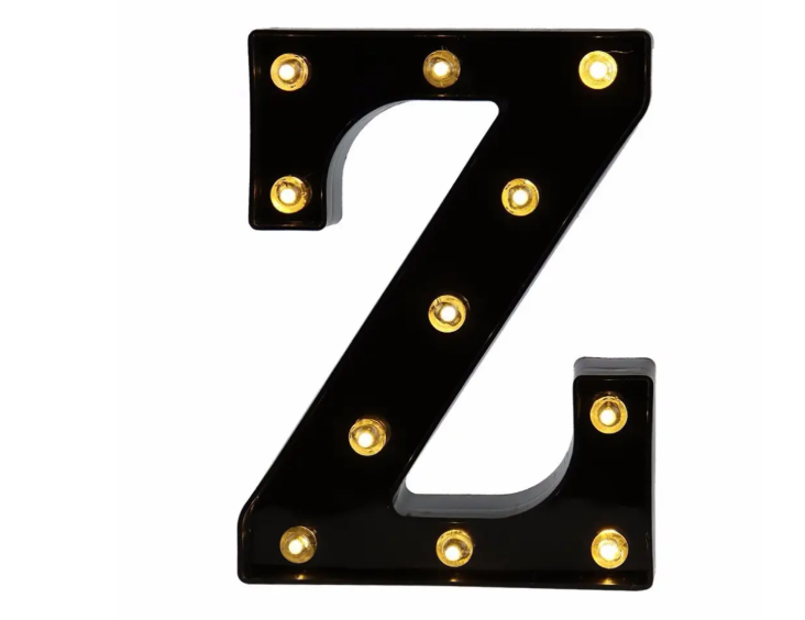 Буква с подсветкой Z объемная маленькая 22x16 см Черный (Ч1262)