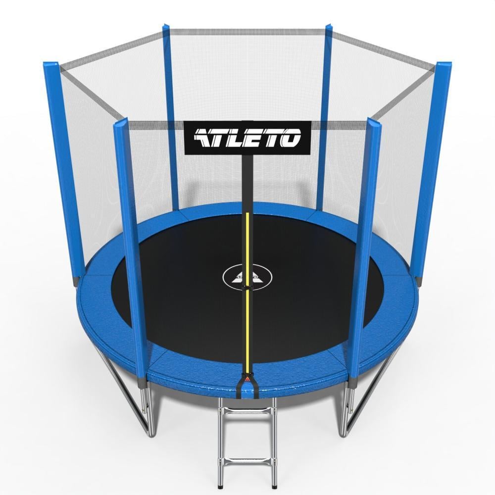 Батут детский Atleto с защитной сеткой и лесенкой 252 см Синий (132-76-42400442) - фото 2