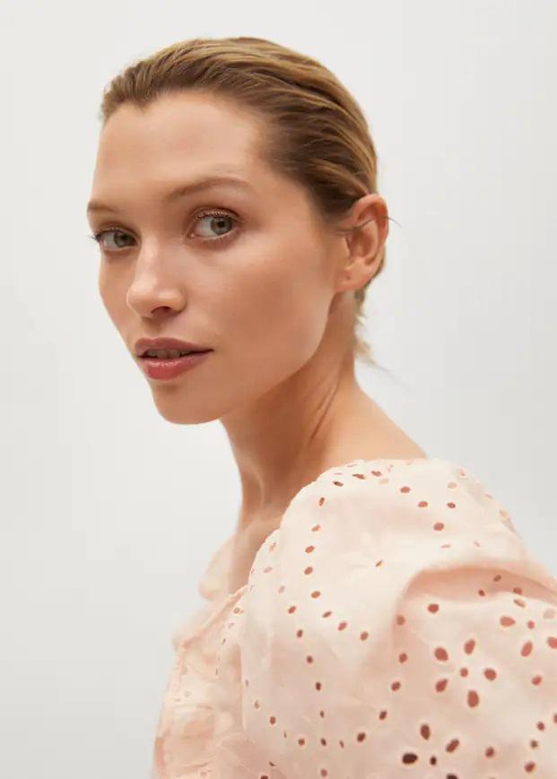 Блузка Mango с вышивкой S Пудровый (9828043) - фото 5 Блузка Mango с вышивкой S Пудровый (9828043) - фото 5