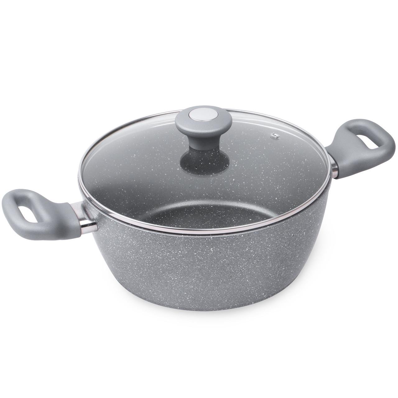 Кастрюля с крышкой Kamille KM-4281GR из литого алюминия и покрытием гранит 4,0 л (1883388604) - фото 3