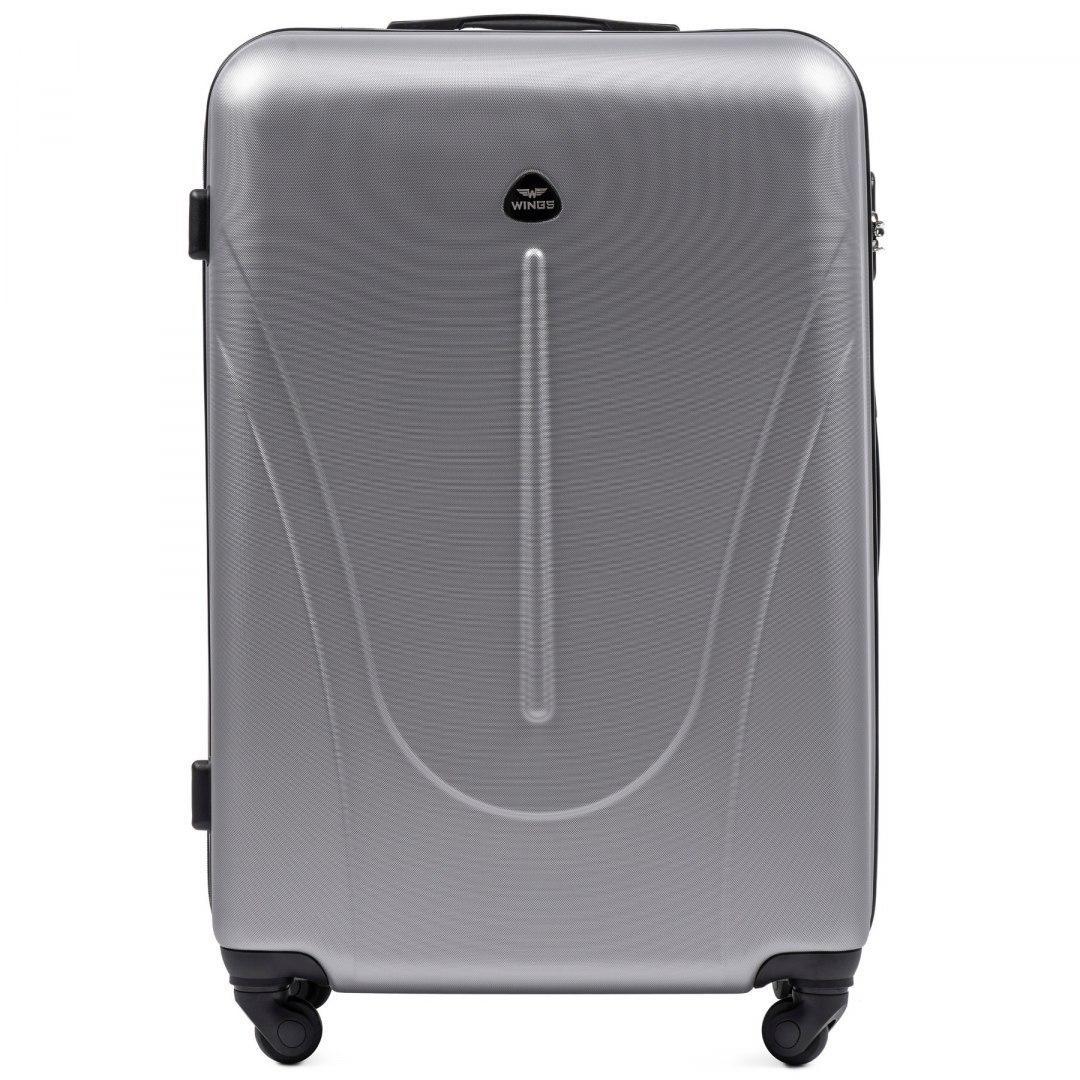 Чемодан Wings 888 большой 76х49х30 см 89 л пластиковый на 4 колесах Серебристый Чемодан Wings 888 большой 76х49х30 см 89 л пластиковый на 4 колесах Серебристый