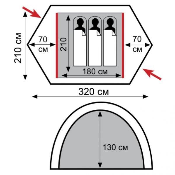 Палатка Tramp TRT-028 Rock v2 3-х местная (11653912) - фото 3