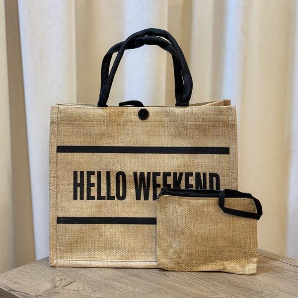 Сумка льняная с кошельком Hello Weekend GABWE плетеная М Черный