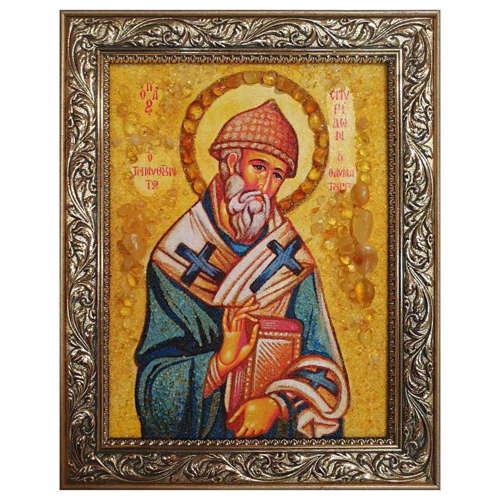 Икона Святой Спиридон Тримифунский янтарный 30х40 см (М0183-30х40)