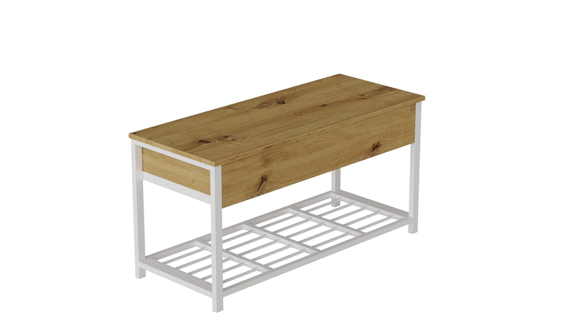 Банкетка з ящиком Ferrum-decor Дрейк 2 метал/ДСП 16 мм 550x1200x400 мм Білий/Дуб Артізан (FRD-103078) - фото 3 Банкетка з ящиком Ferrum-decor Дрейк 2 метал/ДСП 16 мм 550x1200x400 мм Білий/Дуб Артізан (FRD-103078) - фото 3