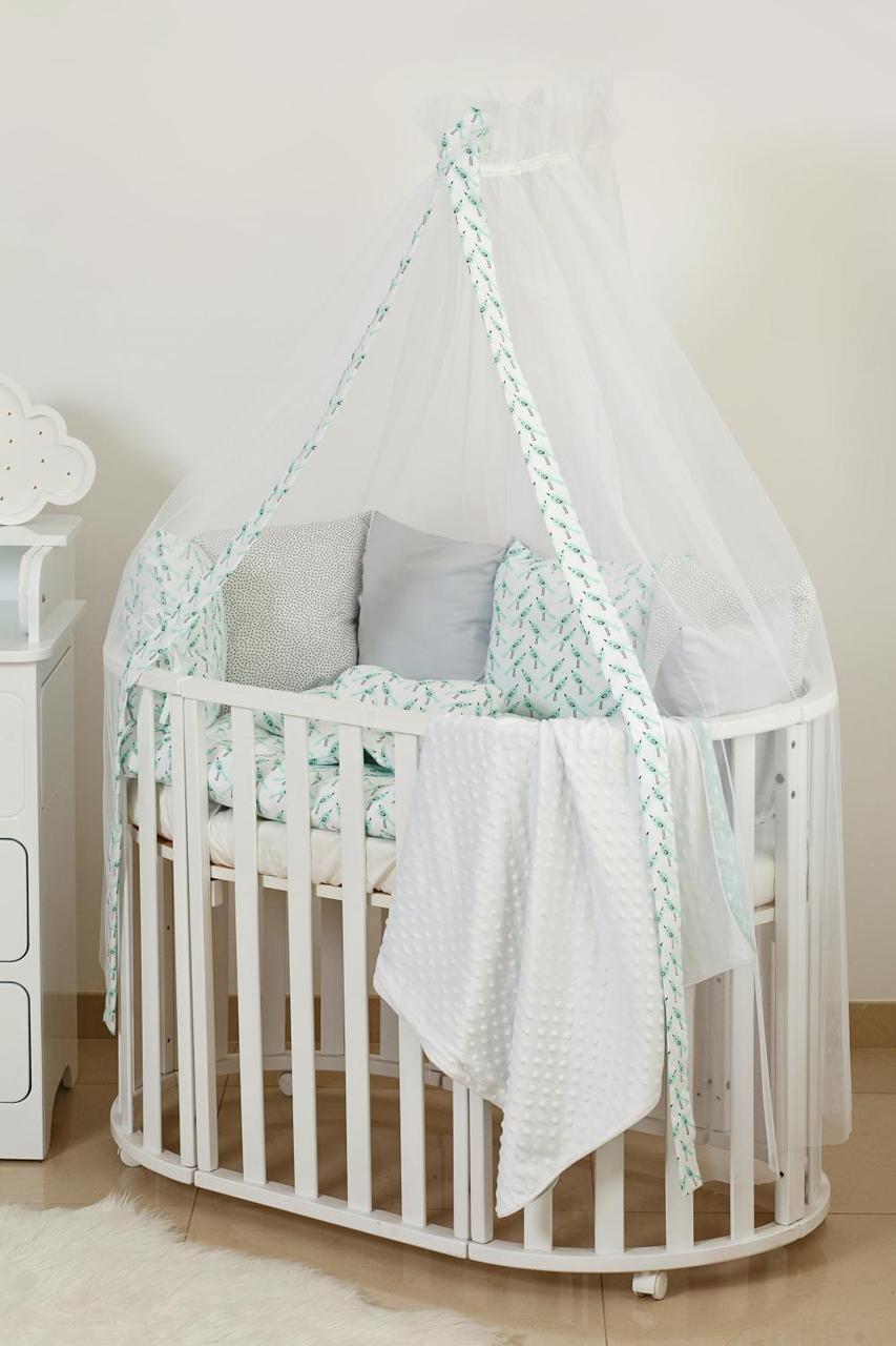 Детский сменный комплект постельного белья Twins Dolce Птички 8 элементов Мятный (T9856)