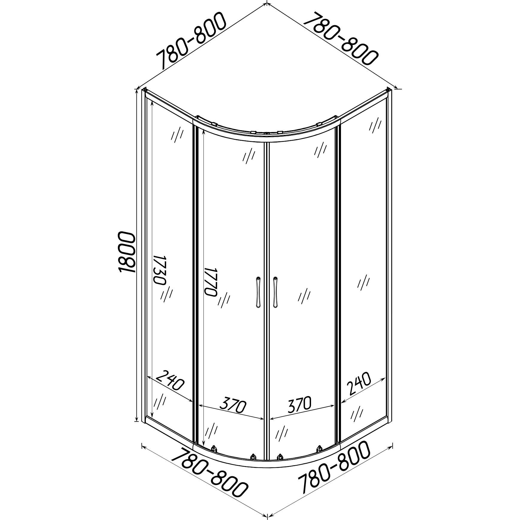 Душова кабіна Bravo Wisla N80FS 000028393 80x80x180 см Сатин (230669) - фото 4 Душова кабіна Bravo Wisla N80FS 000028393 80x80x180 см Сатин (230669) - фото 4